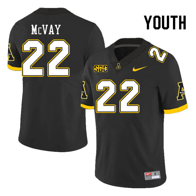 Youth #22 Cash McVay Appalachian State Mountaineers College Football Jerseys Stitched Sale-Black